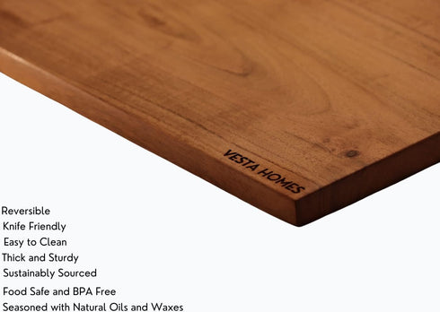 Single Block Wooden Cutting/Chopping/Serving Board, Acacia Wood, 13 x 8.5 Inch, Handcrafted in India