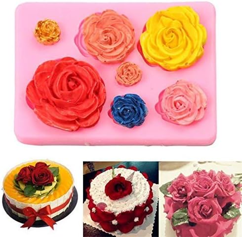 2PCS Rose Flowers Silicone Molds - Cake Chocolate Mold Wedding Cake Decorating Tools