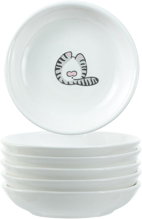 Cute Cat Butts Ceramic Sauce Dishes, Funny Cartoon Cat Seasoning Dishes, Sushi Soy Dipping Bowls, Appetizer Plates, Serving Dishes for Kitchen Home, Little Cat Feeding Bowls, Set of 6 by Bicuzat