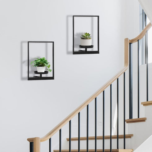 Set 2, Wall Plant Holder Floating Shelves for Wall of Wall Planters for Indoor Plants - Premium Metal Hanging Plant