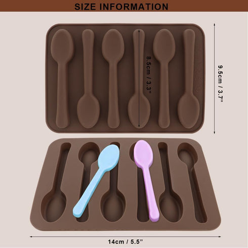 2 Pack Spoon Shaped Chocolate Molds - 6 Cavities Silicone Candy Making Molds for Handmade Chocolate