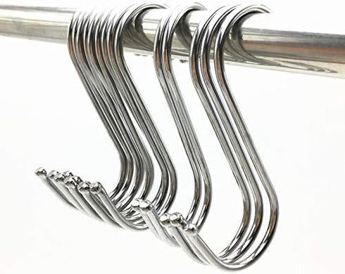 6 Pack 4.8 Inch Heavy Duty Solid Stainless Steel S Hook, Durable Hanging Hooks for Heavy Items, Tools, Auto Parts
