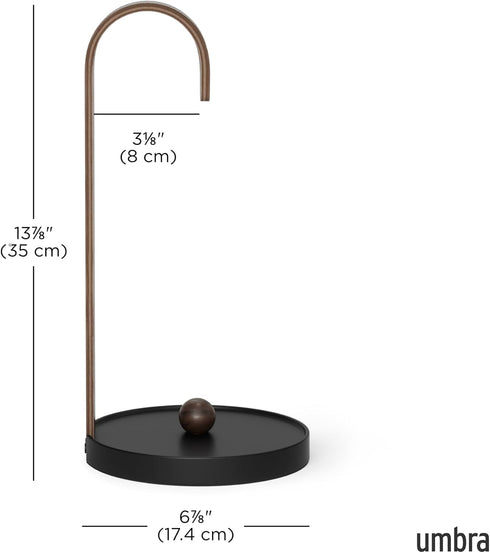 Countertop, Umbra Bellwood Paper Towel Holder for Kitchen with Real Wood Stand and Weighted Metal Base, Black/Walnut