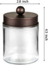 Apothecary Jar Canisters for Bathroom Vanity, Qtip Holder Storage Organizer with Stainless Steel Lids & Cute Stickers,