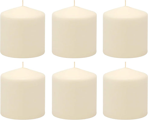 Stonebriar 6 Pack Tall 3 x 3 Inch 18 Hour Long Burning Unscented Ivory Wax Pillar Candles