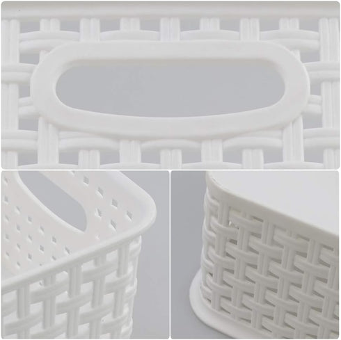 Farmoon 6 Packs White Plastic Organizing Basket - Small Pantry Storage Baskets