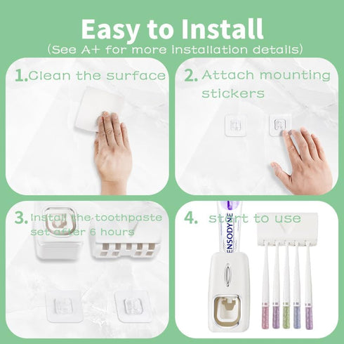 Set, Toothbrush Holder and Toothpaste Dispenser Automatic Toothpaste Squeezer Dispenser, Dispenser Toothpaste Squeezer
