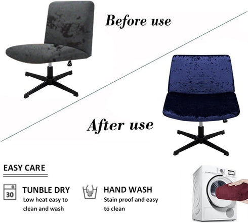 Acoolser Armless Chair Slipcover Criss Cross Accent Mid Back Wide Seat Swivel Task Chair Protector Stretch Removable