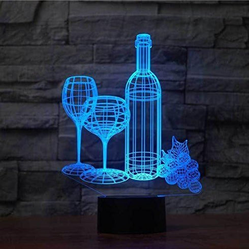 Optical Illusion 3D Red Wine Cup Night Light, 16 Colors Changing USB Powered LED Table Desk Lamp with Remote Control