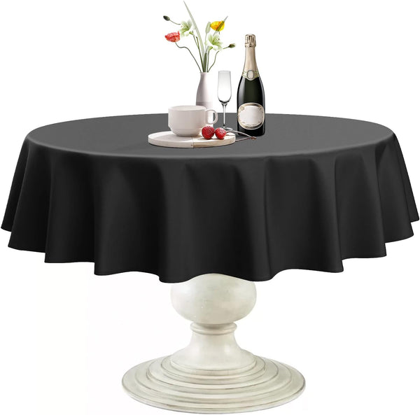 Softalker Round Tablecloth, Waterproof & Stain Resistant, 60 inch, Black
