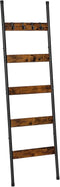 HOOBRO Blanket Ladder, 5-Tier Towel Rack with Hooks, Wall-Leaning Blanket Rack, Decorative