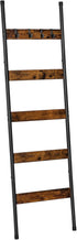 HOOBRO Blanket Ladder, 5-Tier Towel Rack with Hooks, Wall-Leaning Blanket Rack, Decorative