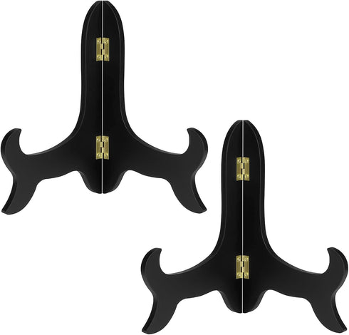 Petutu 2 Pack 8 Inch Wooden Display Stand, Plate Easels Holder Black