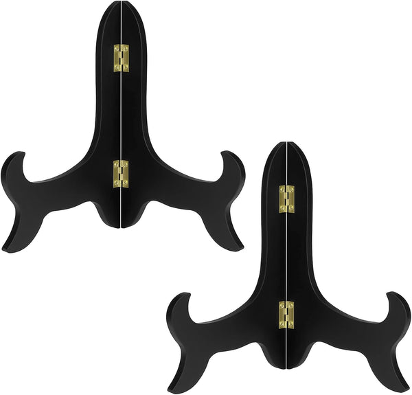 Petutu 2 Pack 8 Inch Wooden Display Stand, Plate Easels Holder Black