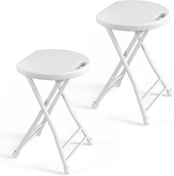 Folding Stool, 18 Inch Foldable Stool with Handle & Steel Frame, Pack
