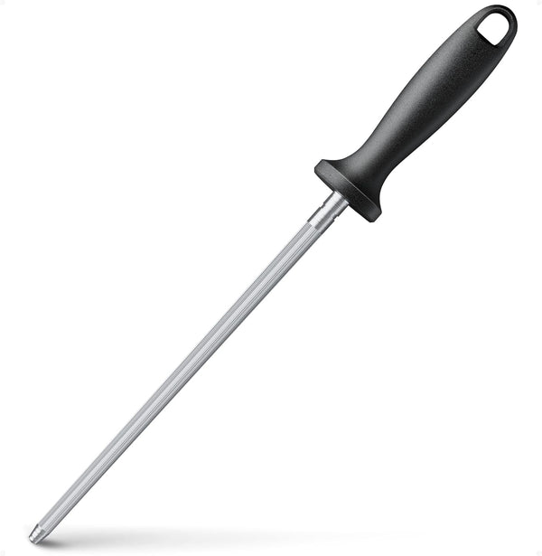 Kitchen Knife Sharpener Rod, 13 inch Carbon Steel Professional Honing Rod with Hanging Holes