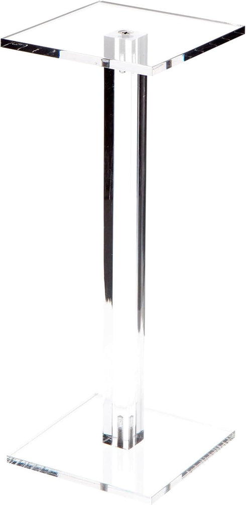 Plymor Clear Acrylic Square Barbell Pedestal Display Riser - 10.5" H x 4" W x 4" D (1/4" thick)