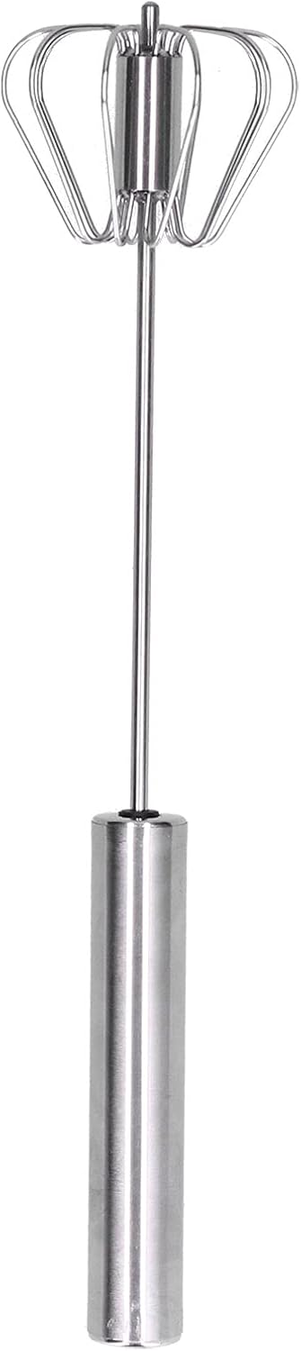 Stainless Steel Whisks, Semi-Automatic Egg Beater, Milk Frother, Hand Push Mixers for Home Kitchen (12in)