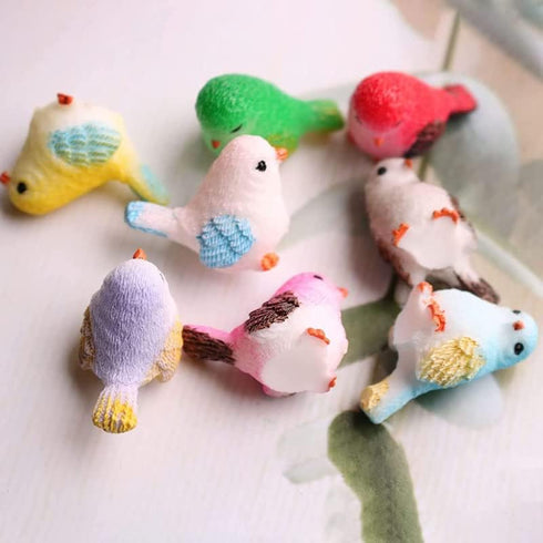 Wixine 16Pcs/Set Cute Little Bird Mini Animal Model, Miniature Landscape Ornament for Garden Bonsai