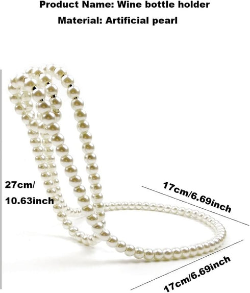 STANDOUTELROAL (White) Artificial Pearl Necklace Floating Wine Rack, Metal Wine Bottle Holder, Wine Bottle Stand