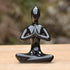OwMell Lot of 4 Black Meditation Yoga Pose Statue Figurines Ceramic Figure Set Decor