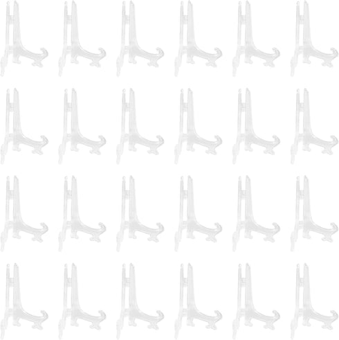 24 Pcs 4 Inch Clear Plastic Easels, Picture Frame Stand Holder, Acrylic Display Easels, Baseball Card Display Stand