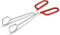 10-Inch Heavy Duty Stainless Steel Kitchen Tongs - Non-Slip Comfortable Red Grip for BBQ and Cooking