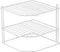 Home Basics Corner Rack, White, Vinyl Coated Steel, Rust Resistant, 2-Tier Shelf,