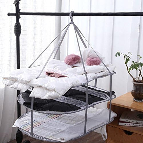Looca 3-Tier Folded Mesh Clothes Hanging Dryer Sweater Drying Rack 30.3" L x 24.5" W x 30.7" H