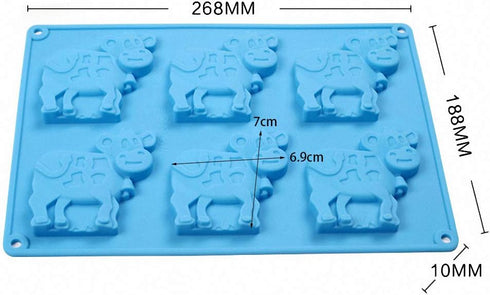 2 Pack Cow Chocolate Molds - Dairy Cattle Cake Pan Silicone Candy Fondant Baking Mold in Random Color