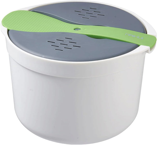 Microwave Rice Cooker, 2L Microwave Rice Steamer Pasta Cooker, Food Grade PP Microwave Cooker, Strainer and Steamer Pot