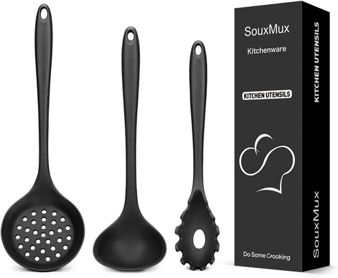 3 Pcs Silicone Kitchen Utensils Set, Nonstick BPA Free High Heat Resistant Cooking Tools for Mixing, Serving
