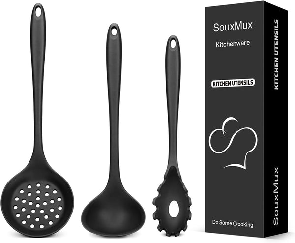 3 Pcs Silicone Kitchen Utensils Set, Nonstick BPA Free High Heat Resistant Cooking Tools for Mixing, Serving