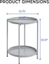 2-Tier HollyHOME Round Side Table, Outdoor Small Folding Accent Stand with Removable Tray, Anti-Rust Metal Asional