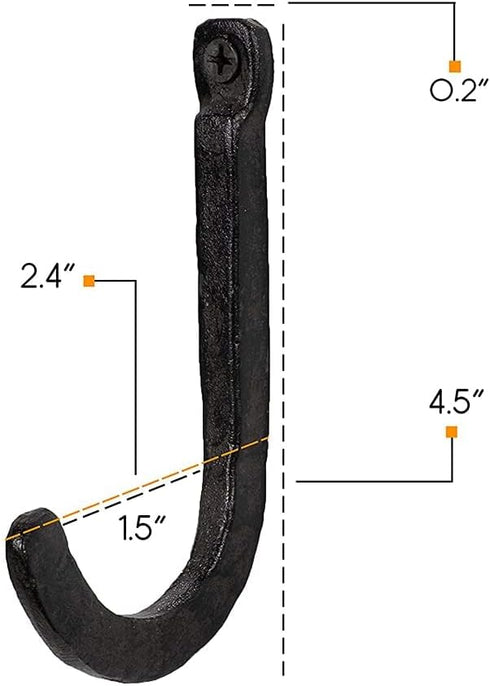 Rustic State Sabo Wall Mount Hooks - Cast Iron Coat Towel Bag Hat Hanger Set of 10 Multiuse Black Rack