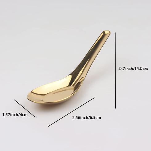 Soup Spoons Stainless Steel Chinese Soup Spoons Set of 6 Asian Soup Spoons Silverware Cucharas Para Comer for Ramen Pho Wonton Dumpling Noodles (gold)