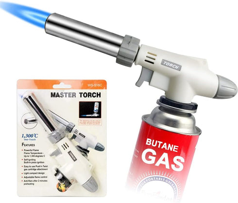 Butane Torch Kitchen Blow Lighter, IEIK 360 Degree Reverse Culinary Torch with Safety Lock and Adjustable Flame (Butane