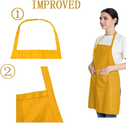 16 2 BBQ(16, PCS Plain Color Bib Adult Apron for Women Men with Pockets Waterproof Apron for Kitchen Cooking Drawing