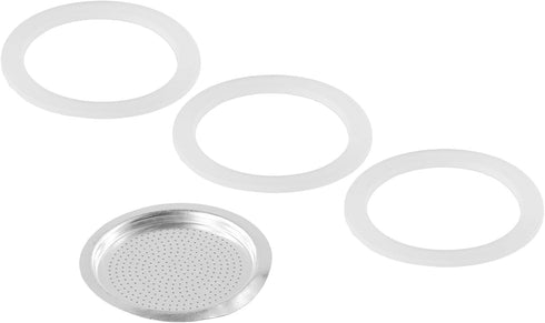 Silicone Gaskets Stainless Filter Replacement Set for Moka Coffee Maker (6 cup)