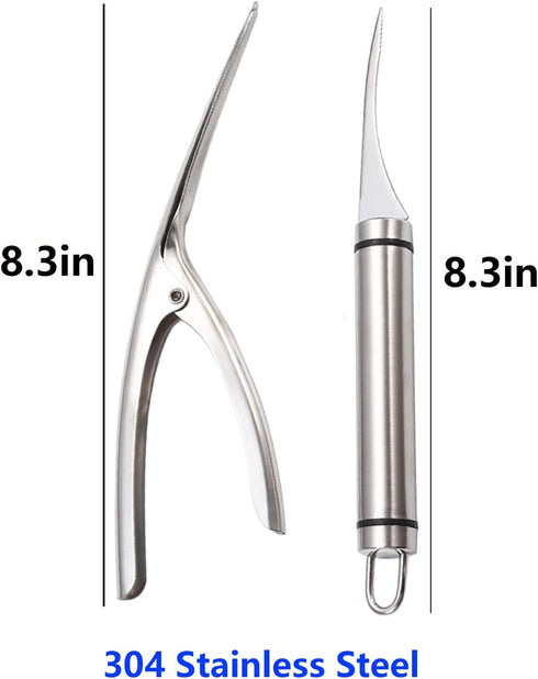 (2 Pack) Stainless Steel Shrimp Line Knife + Shrimp Peeler, Kitchen Tools for Easily Removing Fish Scales and Shells
