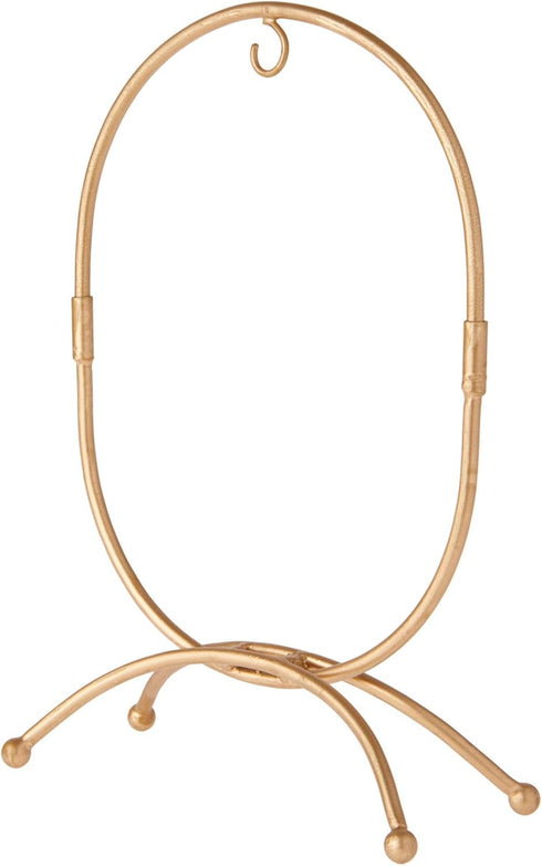 Bard's Oval Shaped Gold-Toned Wrought Iron Ornament Stand, 11" H x 7.25" W x 7.25" D