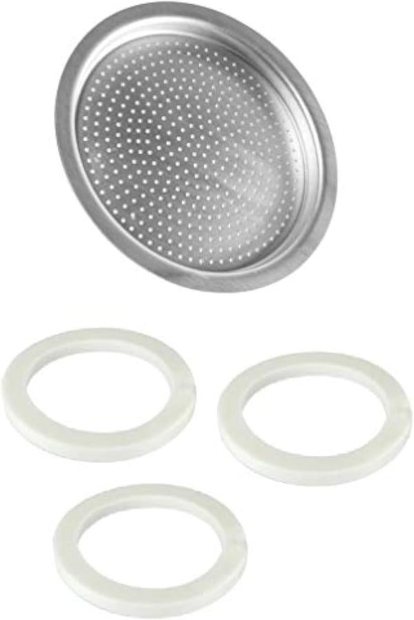 Univen 2.5" (64mm) Espresso Filter and Gasket Seals for Bialetti 6 Cup Aluminum Espresso Makers