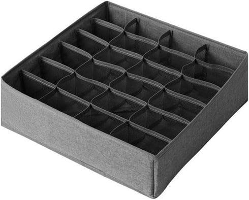 Underwear Organizer with Drawer Dividers, Foldable Fabric Dresser Closet Organizers, Dark Grey, 24cell Storage Box