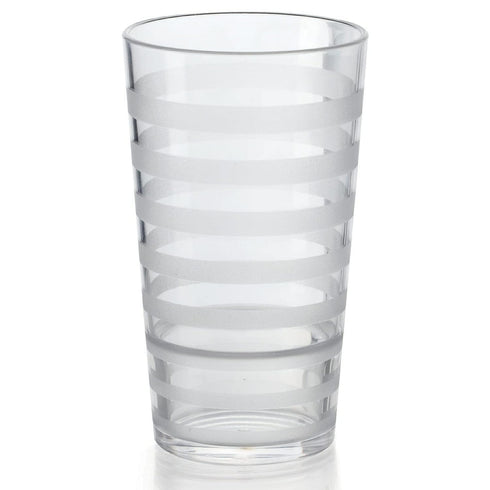 G.E.T. SW-1516-CL Orbis Shatterproof Opaque Striped Plastic Tumbler - 16 Ounce, Clear (Set of 12)