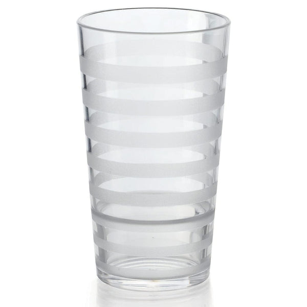 G.E.T. SW-1516-CL Orbis Shatterproof Opaque Striped Plastic Tumbler - 16 Ounce, Clear (Set of 12)