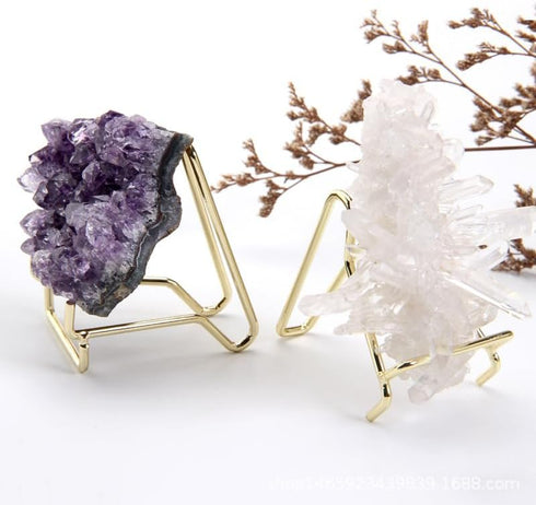 12 pcs Gold Metal Easel Stands, 3 Sizes Rock Display Stand for Crystals, Collectibles, Geodes, Coins, Plates
