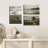 Field Landscape 3 Pieces Split Print Wall Art, Vintage Country Landscape Painting, Nature Abstract Art Mural
