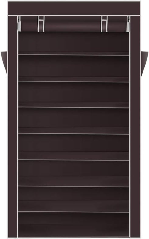 Mytunes 10-Tier Closet, 40 Shoe Rack, Shoes Storage Cabinet with Dustproof Cover, Free Standing Cubby Room Organizer