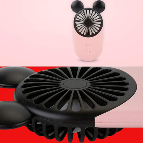 Cute Personal Mini Fan, Handheld & Portable USB Rechargeable Fan with Beautiful LED Light, 3 Adjustable Speeds, Portable Holder, for Indoor Or Outdoor Activities, Cute Mouse 1 Pack (Pink) by DECVO