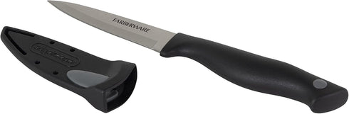Farberware Edgekeeper 3.5-Inch Paring Knife with Self-Sharpening Blade Cover, High Carbon-Stainless Steel Kitchen Knife with Ergonomic Handle, Razor-Sharp Knife, Black by Farberware